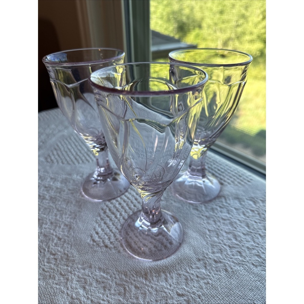 Vtg Noritake Sweet Swirl Pink Wine Glasses Goblets 6.75" Tall Set Of 3